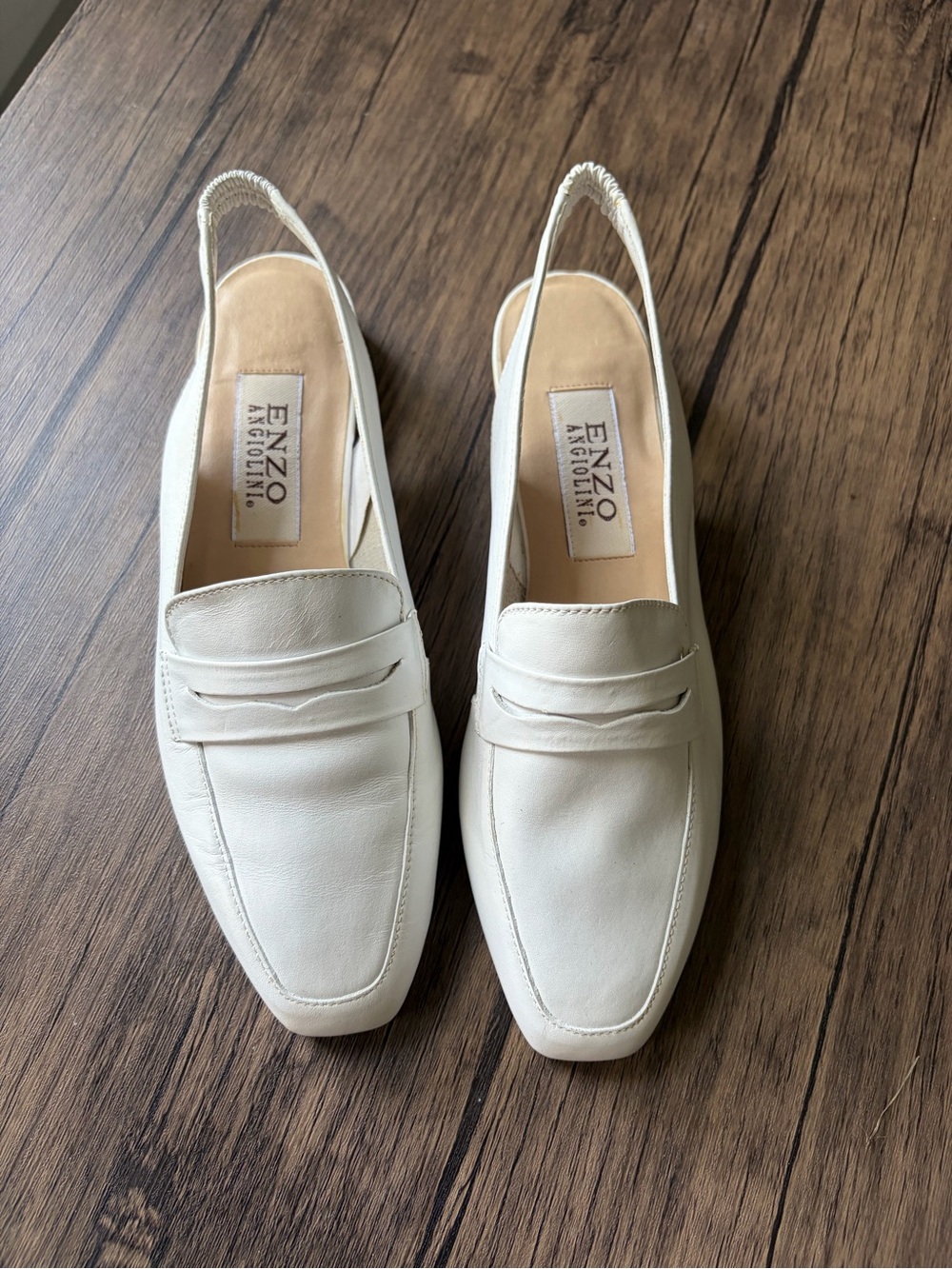 Vintage Italian Leather Enzo Angiolini White Slingback Loafer 7.5 Women